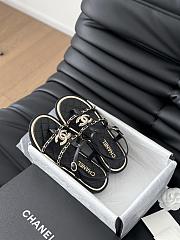 Fortok Chanel Roman Pearl Diamond Buckle Sandals Black - 3