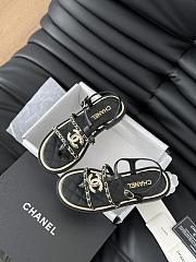 Fortok Chanel Roman Pearl Diamond Buckle Sandals Black - 6