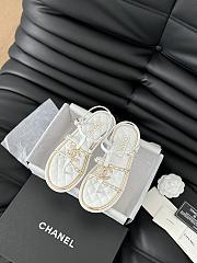 Fortok Chanel Roman Pearl Diamond Buckle Sandals White - 1