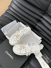Fortok Chanel Roman Pearl Diamond Buckle Sandals White - 5