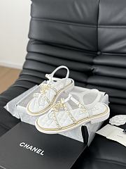 Fortok Chanel Roman Pearl Diamond Buckle Sandals White - 6