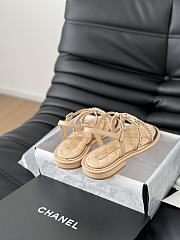 Fortok Chanel Roman Pearl Diamond Buckle Sandals Beige - 5