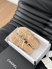 Fortok Chanel Roman Pearl Diamond Buckle Sandals Beige - 2