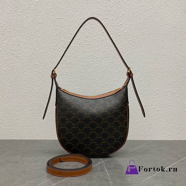 Fortok Celine Heloise Hobo Bag Brown & Black 117253 23x17x21cm - 1