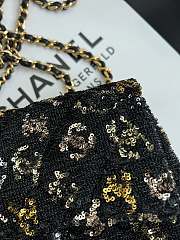 Fortok Chanel Evening Bag Sequins & Gold-Tone Metal Black, Gold, Silver 20cm - 6
