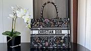 Fortok Dior Tote Bag Agile Dragonfly Embroidery Pattern Black 36x18x28cm - 1