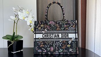 Fortok Dior Tote Bag Agile Dragonfly Embroidery Pattern Black 36x18x28cm