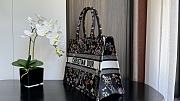 Fortok Dior Tote Bag Agile Dragonfly Embroidery Pattern Black 36x18x28cm - 4