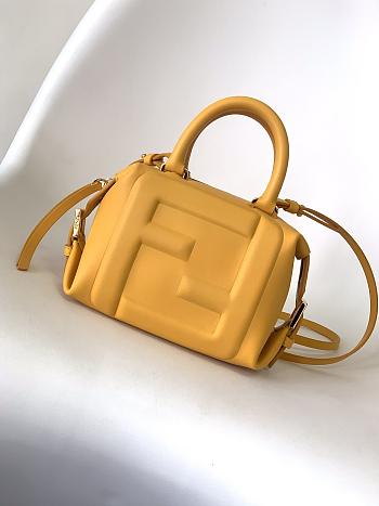 Fortok Fendi Mini FF Cube Bag In Nappa Leather Yellow 16x9x13cm 