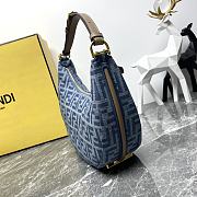 Fortok Fendi Fendigraphy Small Crescent Bag Blue Denim 29cm - 3