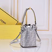 Fortok Fendi Mon Tresor Silver Leather Mini Bag With FF Motif 18x12x10cm - 6