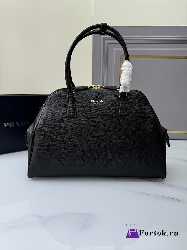 Fortok Prada Large Saffiano Leather Bag Black 1BG524 40x26x12cm - 1