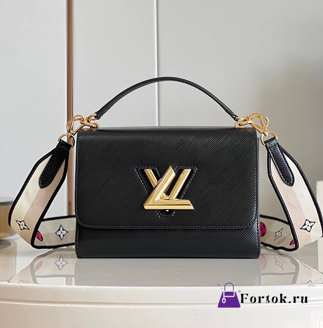 Fortok Louis Vuitton Twist MM Bag Black M21554 23x17x9.5cm - 1