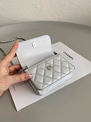 Fortok Chanel Metallic Goatskin Quilted Star Flap Waist Belt Bag Silver 12×3×9cm - 5