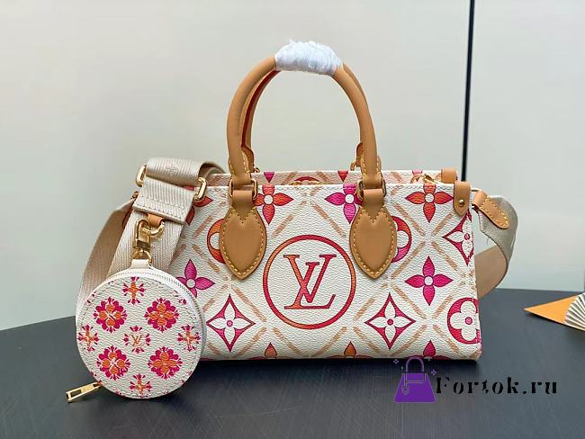 Fortok Louis Vuitton OnTheGo East West Bag Coral M25318 25x13x10cm  - 1