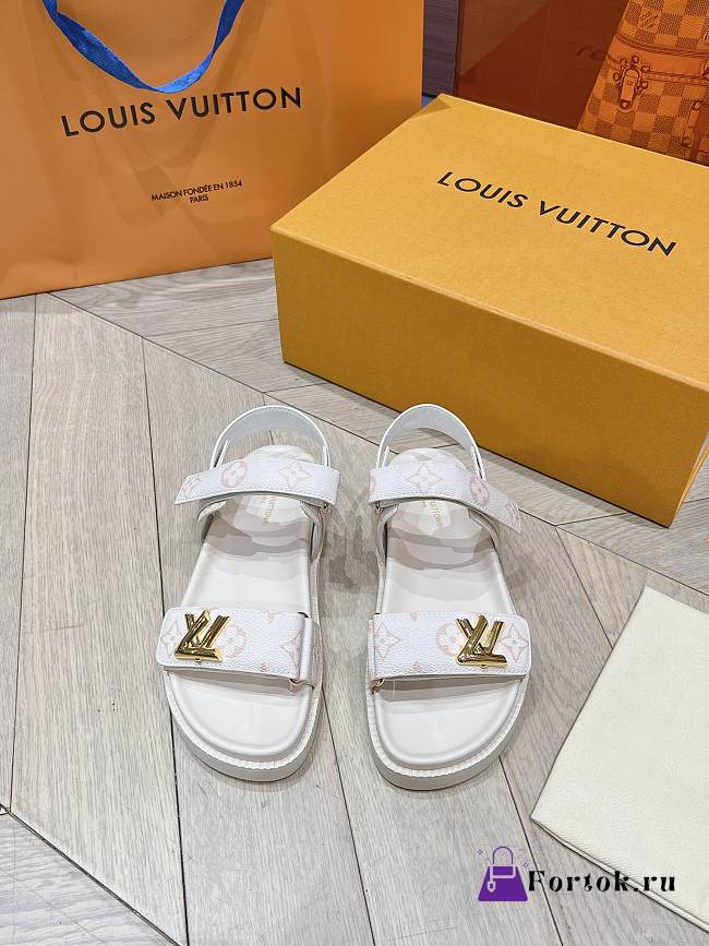 Fortok Louis Vuitton Sunset Flat Comfort Sandals White - 1