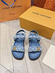 Fortok Louis Vuitton Sunset Flat Comfort Sandals Blue Denim - 1