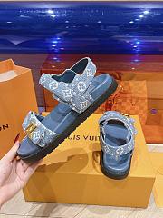 Fortok Louis Vuitton Sunset Flat Comfort Sandals Blue Denim - 6