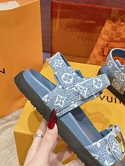 Fortok Louis Vuitton Sunset Flat Comfort Sandals Blue Denim - 3