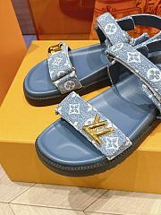 Fortok Louis Vuitton Sunset Flat Comfort Sandals Blue Denim - 2