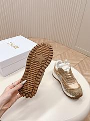 Fortok Dior Cest Sneakers Embroidered Cotton With Champagne Resin Pearls And Mesh Brown - 5