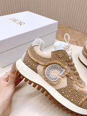 Fortok Dior Cest Sneakers Embroidered Cotton With Champagne Resin Pearls And Mesh Brown - 3