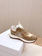 Fortok Dior Cest Sneakers Embroidered Cotton With Champagne Resin Pearls And Mesh Brown - 4