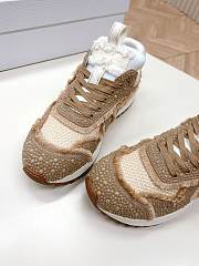 Fortok Dior Cest Sneakers Embroidered Cotton With Champagne Resin Pearls And Mesh Brown - 2