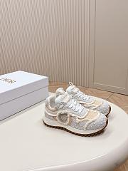 Fortok Dior Cest Sneakers Embroidered Cotton With Champagne Resin Pearls And Mesh Grey - 1