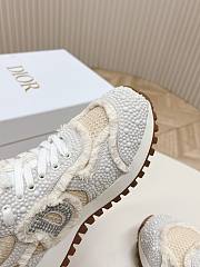 Fortok Dior Cest Sneakers Embroidered Cotton With Champagne Resin Pearls And Mesh Grey - 5