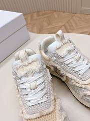 Fortok Dior Cest Sneakers Embroidered Cotton With Champagne Resin Pearls And Mesh Grey - 3