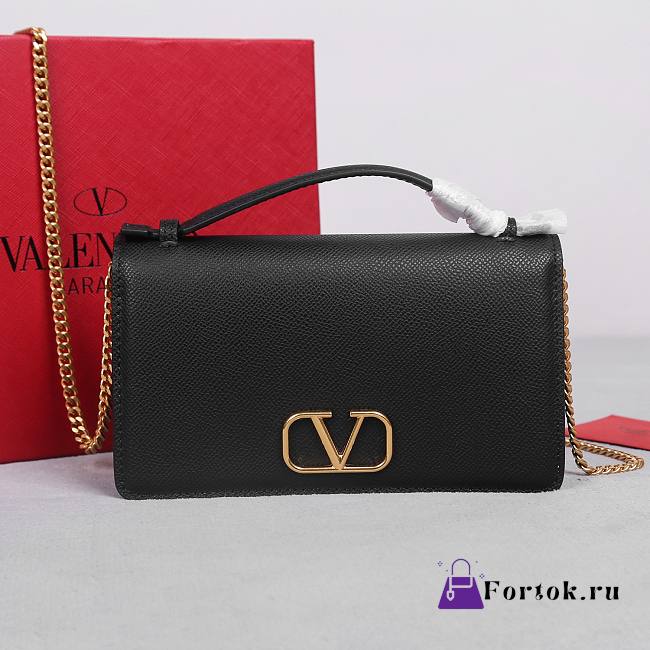 Fortok Valentino Garavani Vring Chain Handbag Black 19x4x10.5cm  - 1