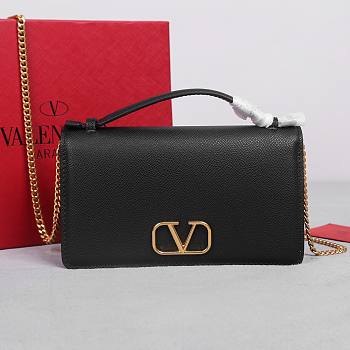 Fortok Valentino Garavani Vring Chain Handbag Black 19x4x10.5cm 