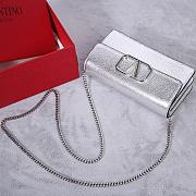 Fortok Valentino Vsling Grainy Calfskin Clutch Silver with Shoulder Strap 20x10.5x4cm - 6