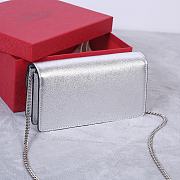 Fortok Valentino Vsling Grainy Calfskin Clutch Silver with Shoulder Strap 20x10.5x4cm - 5
