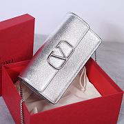 Fortok Valentino Vsling Grainy Calfskin Clutch Silver with Shoulder Strap 20x10.5x4cm - 4