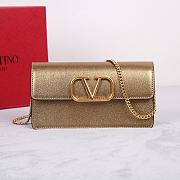 Fortok Valentino Vsling Grainy Calfskin Clutch Gold with Shoulder Strap 20x10.5x4cm - 1