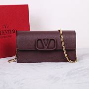 Fortok Valentino Vsling Grainy Calfskin Clutch Burgundy with Shoulder Strap 20x10.5x4cm - 1