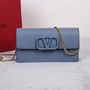 Fortok Valentino Vsling Grainy Calfskin Clutch Blue with Shoulder Strap 20x10.5x4cm - 1