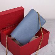 Fortok Valentino Vsling Grainy Calfskin Clutch Blue with Shoulder Strap 20x10.5x4cm - 2