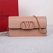 Fortok Valentino Vsling Grainy Calfskin Clutch Beige with Shoulder Strap 20x10.5x4cm - 1