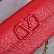 Fortok Valentino Vsling Grainy Calfskin Clutch Red with Shoulder Strap 20x10.5x4cm - 5