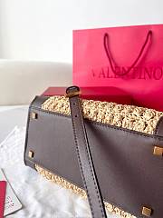 Fortok Valentino Garavani VLogo Signature Raffia Tote Bag Brown 27x11x18cm - 2