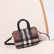 Fortok Burberry Mini Vintage Check-Printed Zipped Bowling Bag Brown 18.5x11x12cm - 1