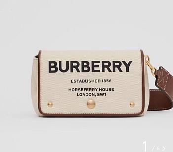 Fortok Burberry Canvas Horseferry Small Crossbody Bag 18x12x8cm