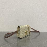 Fortok Celine Triomphe Canvas Logo Print Bag Beige 20.5x3.5x11cm - 3