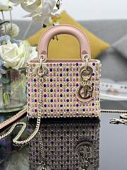 Fortok Dior Mini Lady Dior Bag Multicolor Satin Embroidered With Mirrors, Beads And Strass 17x15x7cm - 1