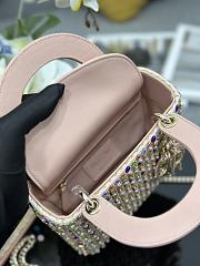 Fortok Dior Mini Lady Dior Bag Multicolor Satin Embroidered With Mirrors, Beads And Strass 17x15x7cm - 6