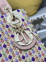 Fortok Dior Mini Lady Dior Bag Multicolor Satin Embroidered With Mirrors, Beads And Strass 17x15x7cm - 5