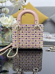 Fortok Dior Mini Lady Dior Bag Multicolor Satin Embroidered With Mirrors, Beads And Strass 17x15x7cm - 3